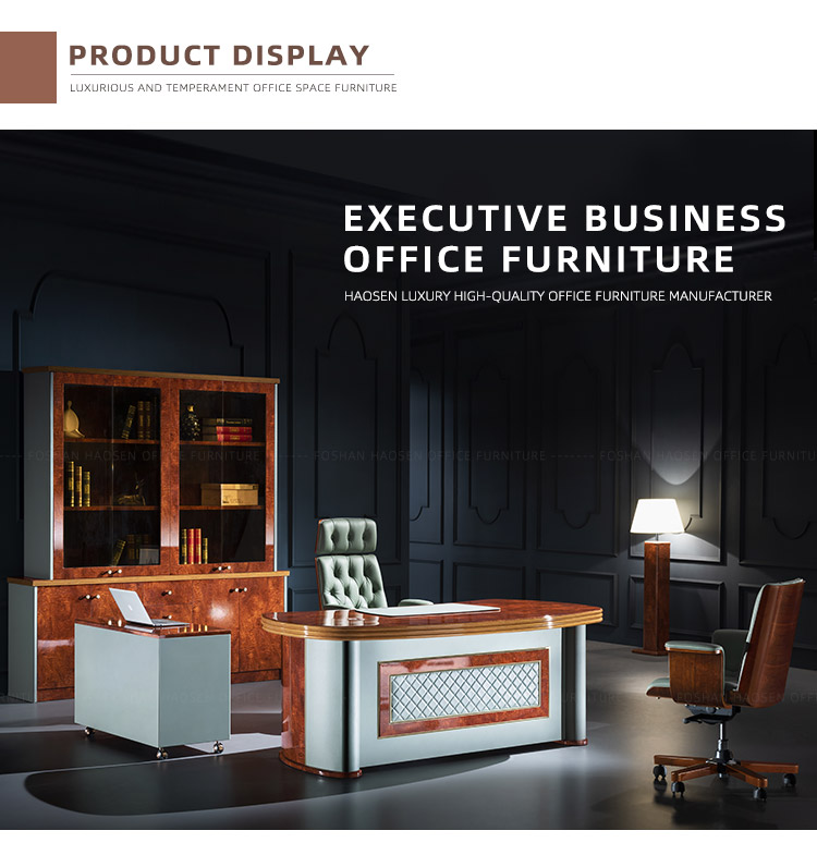 Luxury Italian style leather wood oval office furniture desk 68001 office room project